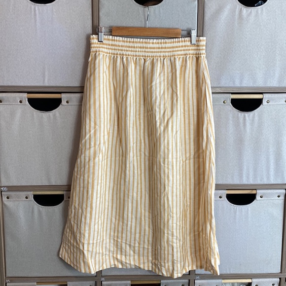 Madewell smocked waist striped linen blend midi skirt - Picture 5 of 5